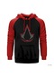 Assassins Creed Logo Redline Kırmızı Reglan Kol Kapşonlu Sweat Kırmızı