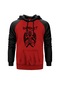 Baphomet Mythological Figure Kırmızı Reglan Kol Kapşonlu Sweat Kırmızı