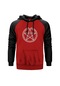 Baphomet Pentagram Kırmızı Reglan Kol Kapşonlu Sweatshirt Kırmızı (551880551)