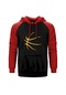 Basketbol Neon Kırmızı Reglan Kol Kapşonlu Sweatshirt Kırmızı
