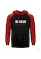 Billie Eilish Lined Kırmızı Reglan Kol Kapşonlu Sweatshirt Kırmızı