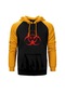 Biohazard Symbol Sarı Reglan Kol Kapşonlu Sweatshirt Sarı