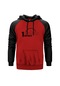 Bir Sıradan Motorcu Kırmızı Reglan Kol Kapşonlu Unisex Sweatshirt Kırmızı
