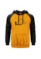 Bir Sıradan Motorcu Sarı Reglan Kol Kapşonlu Unisex Sweatshirt Sarı