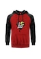 Daft Punk Cartoon Head Kırmızı Reglan Kol Kapşonlu Sweatshirt Kırmızı