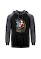 Daft Punk Droid Gri Reglan Kol Kapşonlu Sweatshirt Gri