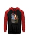 Daft Punk Droid Kırmızı Reglan Kol Kapşonlu Sweatshirt Kırmızı