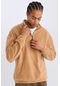 Defacto Comfort Regular Fit Rahat Kalıp Dik Yaka Baskılı Polar Sweatshirt C7793ax24aubn124 Kahve