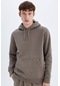 Defacto Kahverengi Cepli Regular Fit Kapüşonlu İçi Yumuşak Tüylü Basic Düz Sweatshirt X8283AZ24AUBN571