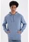Defacto Mavi Cepli Regular Fit Kapüşonlu İçi Yumuşak Tüylü Basic Düz Sweatshirt X8283AZ24AUBE607