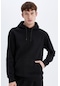 Defacto Regular Fit Kapüşonlu Cepli İçi Yumuşak Tüylü Basic Düz Sweatshirt X8283AZ24AUBK81