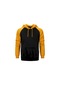 Düz Siyah Sarı Kapüşonlu Reglan Kol Sweatshirt / Hoodie Sarı