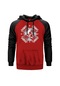 Ensiferum Skull Kırmızı Reglan Kol Unisex Sweatshirt Hoodie Kırmızı