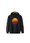 Erkek Siyah Önü Güneş Baskılı Kapüşonlu Sweatshirt 22K-5200322-2