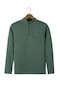 Erkek Yeşil Rahat Kalıp Yarım Fermuarlı Bato Yaka Basic Sweatshirt 21k-5200179-2 - Yeşil