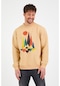 Genıus Store Erkek Baskılı Sweatshirt Ovesize Kalıp 9 Renk Bej