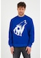 Genıus Store Erkek Baskılı Sweatshirt Ovesize Kalıp 9 Renk Saks