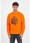 Genıus Store Erkek Baskılı Sweatshirt Ovesize Kalıp 9 Renk Turuncu