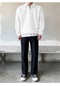 Genıus Store Erkek Polo Yaka Oversize Sweatshirt Yarım Fermuar Sweatshirt Oversıze-sweatshırt Beyaz