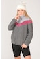 Giyim Dünyası Kadın Dik Yaka Fermuarlı Polar Sweatshirt Gri 001