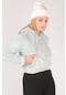 Giyim Dünyası Kadın Kanguru Cep Kapişonlu Crop Polar Sweatshirt G