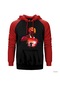 Iron Man And Thanos Kırmızı Reglan Kol Kapşonlu Sweatshirt Kırmızı