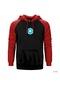 Iron Man Arc Reactor Circled Kırmızı Reglan Kol Kapşonlu Sweat Kırmızı