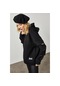 Xhan Kadın Siyah Kolları Lazer Kesimli Etiket Detaylı Sweatshirt Siyah