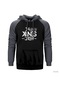 King Crew Pmc Gri Reglan Kol Kapşonlu Sweatshirt Gri