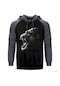King Kong Face Gri Reglan Kol Kapşonlu Sweatshirt Gri