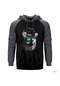 Kurt Dedektif Gri Reglan Kol Kapşonlu Sweatshirt Gri