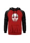Maske Kırmızı Reglan Kol Kapşonlu Unisex Sweatshirt Kırmızı