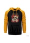 Metallica Skull Battery Sarı Reglan Kol Kapşonlu Sweatshirt Sarı