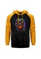 Metallica Skull Guitar Sarı Reglan Kol Kapşonlu Sweatshirt Sarı