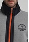 New World Polo Dik Yaka Gri Slim Fit Full-Zip Sweatshirt 22FWM640