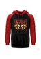 Pantera Skull Kırmızı Reglan Kol Kapşonlu Sweatshirt Kırmızı