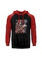 Skull Rock Kırmızı Reglan Kol Kapşonlu Sweatshirt Kırmızı