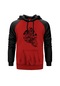 Skull Smoker Rider Kırmızı Reglan Kol Kapşonlu Sweatshirt Kırmızı