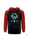 Skull Xray Kırmızı Reglan Kol Kapşonlu Sweatshirt Kırmızı