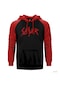 Slayer Logo Kırmızı Reglan Kol Kapşonlu Sweatshirt Kırmızı