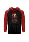 Slipknot Devil Kırmızı Reglan Kol Kapşonlu Sweatshirt Kırmızı