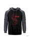 Slipknot Goat Logo Gri Reglan Kol Kapşonlu Sweatshirt Gri