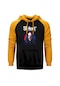 Slipknot Mick Thomson Face Sarı Reglan Kol Kapşonlu Sweatshirt Sarı
