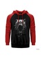 Smoke Pitbull Kırmızı Reglan Kol Kapşonlu Sweatshirt Kırmızı