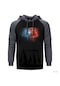 Spiderman Black Red Gri Reglan Kol Kapşonlu Sweatshirt Gri