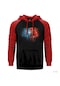 Spiderman Black Red Kırmızı Reglan Kol Kapşonlu Sweatshirt Kırmızı