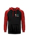 Squid Game Gamer 001 Kırmızı Reglan Kol Kapşonlu Sweatshirt Kırmızı