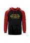 Star Trek Fake Logo Kırmızı Reglan Kol Kapşonlu Sweatshirt Kırmızı