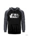 Star Wars Logo 2 Gri Reglan Kol Kapşonlu Sweatshirt Gri
