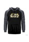 Star Wars Logo Detrited Gri Reglan Kol Kapşonlu Sweatshirt Gri